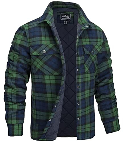 YOUCAI Herren Holzfäller Thermohemd Kariert Thermo Gefüttert Jacke Weich Arbeitshemd Basic Plaid Hemdjacke Outdoor Revers Freizeithemd