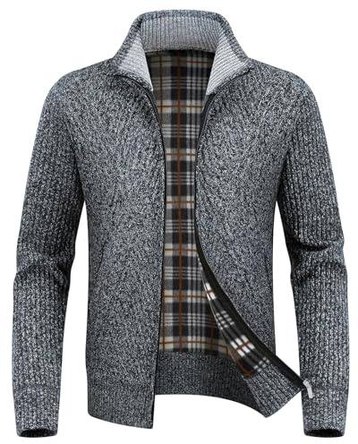 KUDORO Cardigan Gilet Homme Pull Cardigan en Tricot Chaud Automne Hiver