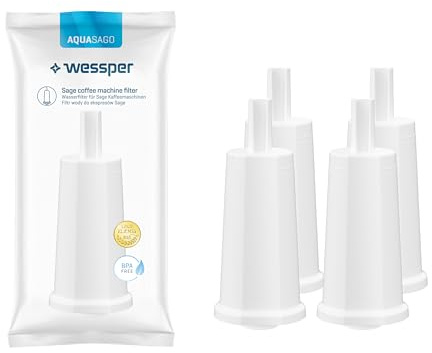 Wessper Vattenfilterpatroner för kaffemaskiner, vattenfilter kaffeautomatiska kaffemaskiner, filterpatroner kompatibla med Sage Barista Touch Express SES880, SES875 – 4 stycken