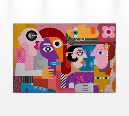 A.S. Création WTD - Stampa su tela con motivo persone astratte, 90 x 60 cm, formato orizzontale, moderna decorazione da parete per camera da letto, soggiorno, cucina, immagine su telaio