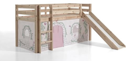 möbelando Spielbett >Pino< in Kiefer massiv Natur - 210x114x218 (BxHxT)