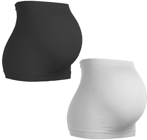 LATRAT Lot de 2 Ceintures de Soutien Abdominal de Maternité Réglable pour la Grossesse et Post-Partum, Gris, Noir