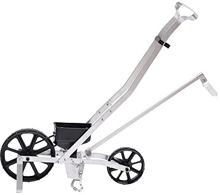 Froulaland Universal Streuer Dibbelmaschine Sämaschine Drillmaschine Einzelkorn Sämaschine Aluminium Seeder Hand Dibbelgerät Universalstreuer Zum Ausbringen Von Dünger (Schwarz+Silber)