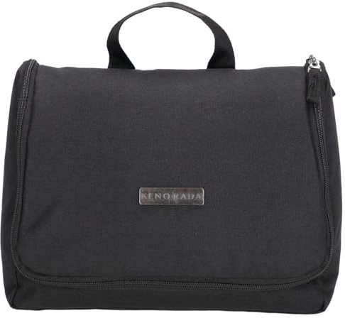 Kenorada Kulturbeutel SoftLITE | Kulturtasche mit praktischer Innenaufteilung | herausnehmbarer Spiegel | versteckbarer Aufhängehaken (schwarz, Kulturbeutel)