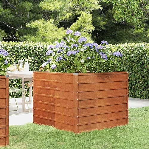 Rantry jardineras Exterior Grandes, Jardinera Rectangular Arriates de Jardín Jardinera Macetero Cuadrado para Cultivos Plantas Flores Patio Exterior Terraza Balcón de Gris 100x100x77 cm