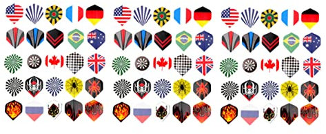 HANABASS 75 Stück Dart Flights aus Pet Material Handlich und Langlebig als Flugersatz für Dartpfeile mit Verschiedenen Mustern und Vielseitigem Dartzubehör