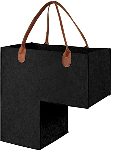 Treppenkorb Stufenkorb Filz L-Form Treppenkorb Mit Griffen Und Treppenkorb Stufenkorb Modern Treppen Aufbewahrung Organizer Treppen Organizer Für Zuhause Und Bür (Schwarz)