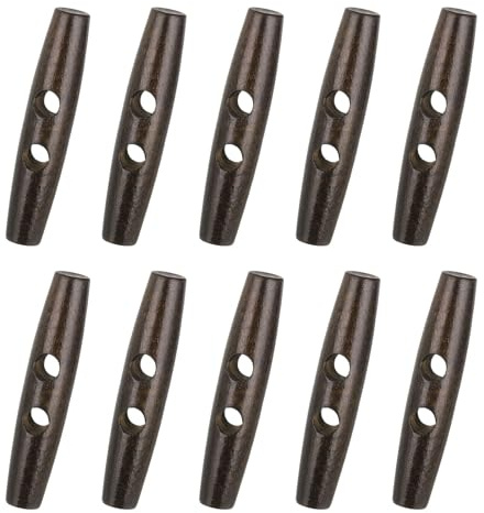 sourcing map Knebelknöpfe aus Holz, 80 mm, 2 Löcher, Olivenform, für Heimwerker, Mantel, Kleidung, Accessoires, Kleidung, Dekoration, Braun, 10 Stück