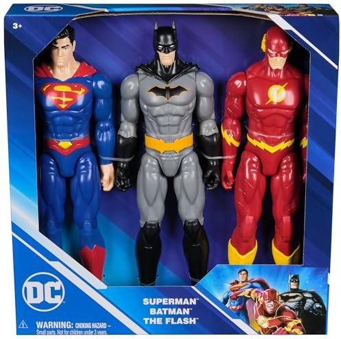 DC Comics - Pack 3 Figuras Batman, Superman y The Flash: Figuras de Acción de 30 cm - 6072364 - Superheroes Juguetes - Juguetes Niños 3 Años +