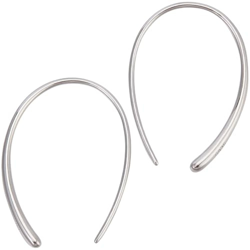 Beebeecraft 1 boîte de 1 Paires de Boucles d'oreilles Créoles à l'envers en Plaqué Platine 925 Boucles d'oreilles Créoles Pendantes Simples en Argent Sterling pour Femmes à Travers des Boucles