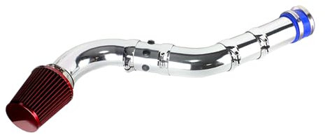 Krtopo 3 (76 MM) Kit d'admission d'air Froid Pour Voiture Kit d'admission d'air Filtre à Air Tuyau de Remplacement Modification en Alliage d'aluminium (Argent Rouge) Pour Voiture Berline SUV Camion