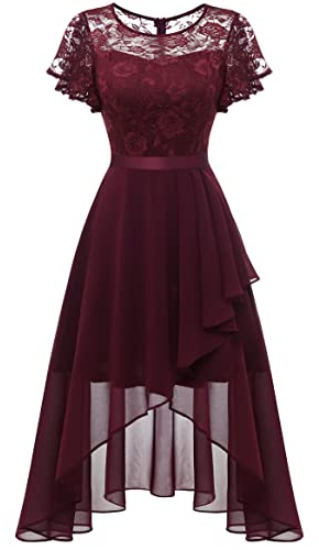 WedTrend Teen's Homecoming Dresses 2025 Semi Formal Dress Flowly Cocktail Dresses Swing Bridesmaid A Line Fall Wedding Guest Dress WT0303BurgundyXS