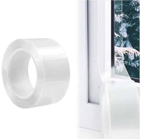 Window Weather Sealing Tape 3cm X 10m Clear Waterproof Draft Protection Seal Tape Isolation Sealing Film Adhesive Sealant Tape No Residue for Winter Doors Windows Draft Stopper