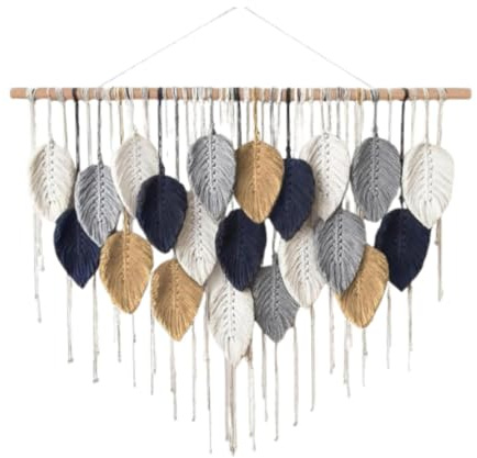 Kuntesetty Tapiz de Macramé con Borlas para Decoración de Espacios, Murales Decoración para el Hogar salón, Dormitorio, Cocina, Estilo D, 21 Hojas