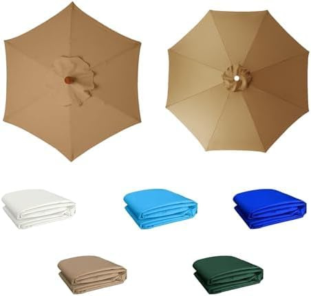 YZTTCD Tela Para Sombrilla de Fundas de Repuesto Para Sombrilla,2-3,5 M, Con Borde de Repuesto, Resistente A La Decoloración, Playa Y Piscina, Color Caqui, 8 Varillas: 3,5 M/11,5 Pies