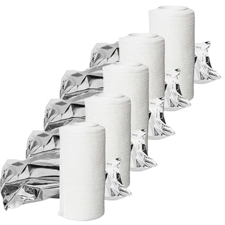 Benda Ossido di Zinco (Pacco da 5, 10 o 20 pezzi) 5mt x 10cm per Ulcere, Edemi, Ematomi, Traumi - Lenitiva Rigida - Bendaggio Professionale (Pacco da 5)