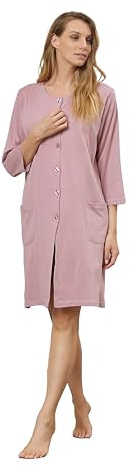 Camicia da Notte Estivo Donna Cotone, Camicia da Notte Morbida Manica Lunga Aperta Davanti con Bottoni, Fantasia a Scelta,CL453 Taglie 44 46 48 50 52 54