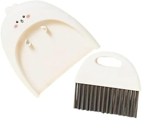 1 Set White Cute Broom and Dustpan Set, Mini Dustpan and Brush Cleaner Set,for Table Window Gaps Keyboard Kitchen Pets Nest,Cleaning Tools