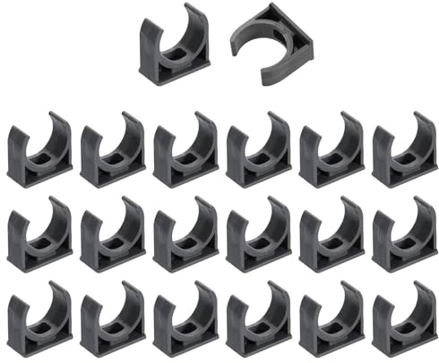 sourcing map 20Pcs PVC Water Pipe Clamps Clips, U-Shaped Tubing Hose Buckles, Irrigation Tube Holder for 25mm OD for TV Trays Tube Hose Hanger Support Tubing, Gray