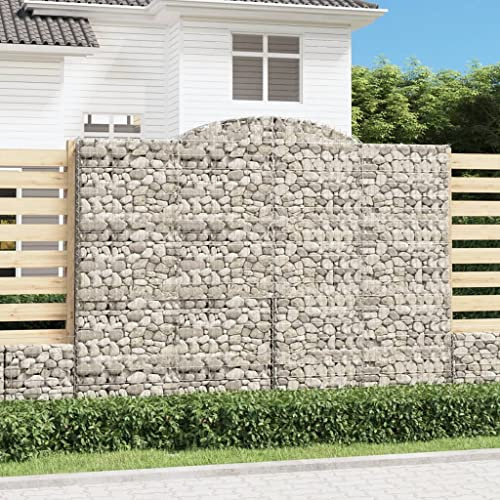 AJJHUUKI Lawn & Garden-Gardening-Pots & Planters-Arched Gabion Basket 300x30x220/240 cm Galvanised Iron