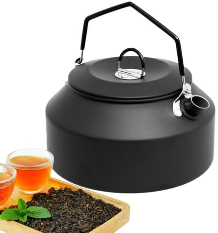 TEA POT CAMPING - 1,35 litri in lega in alluminio a riscaldamento rapido - bollitore da tè per salvare spazio per caffè, zuppa, bollitore universale per stufe a induzione, stufe in legno