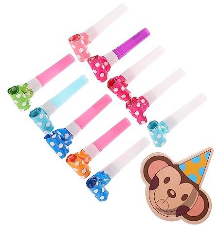UKCOCO 10 juegos Sopladores Ruidosos para Fiestas Infantiles Silbatos Divertidos de Cumpleaños con Diseño de Mono Accesorios Coloridos y Seguros para Animar Celebraciones