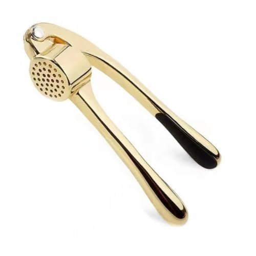 Kitchen Garlic Press,Zinc Alloy Garlic Masher,Manual Garlic Masher,Ginger Crusher Chopper, Crusher Squeezer with Ergonomic Handle(Gold)