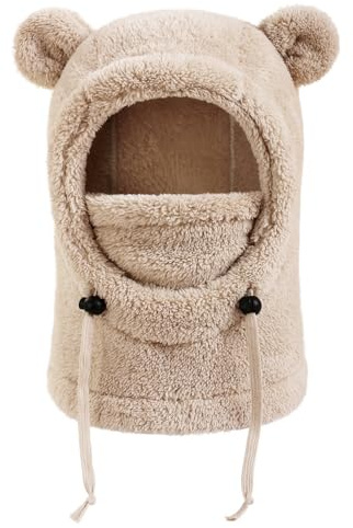 Cagoule Unisexe Garcon Fille 3-10 Ans Bonnet Enfant Hiver Chaud Laine Fine Epais Ski Modo Chat Mignon Cache Protection d'oreilles Écharpe Chapeau Cape Bob (FR/ES, Âge, 3 Ans, 10 Ans, Marron)