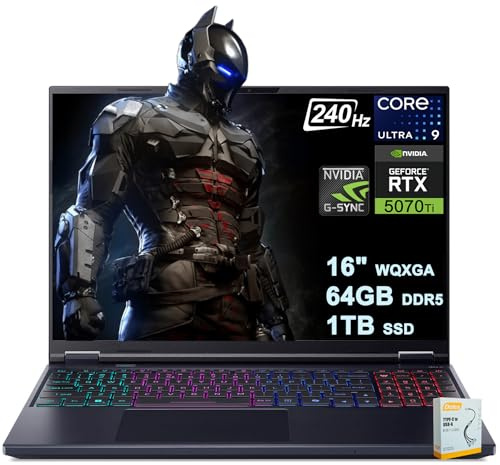 acer Predator Helios Neo 16S AI Gaming Laptop | 16 2560x1600 OLED 240Hz 100% DCI-P3 | Intel 24-core Ultra 9 275HX | 64GB DDR5 1TB SSD | GeForce RTX 5070 Ti Up to 992 AI Tops | Win11 w/DLCA Accessory
