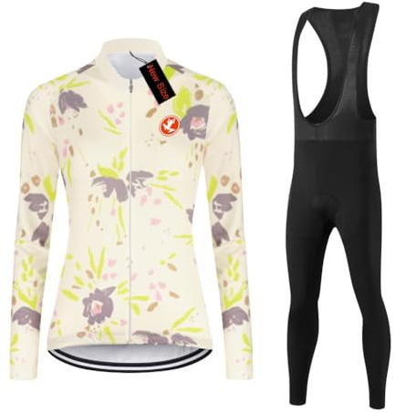 UGLY FROG Neue Größe Set de Ropa de Bicicleta Mujer Camiseta de Bicicleta de Brazo Largo Resistente al Viento Mujer Fleece térmico con Pantalones de Acolchado 20D