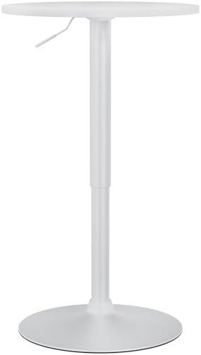 CLP Stehtisch rund höhenverstellbar Xanten, Bartisch drehbar mit stabilem Gaslift, Metallgestell pulverbeschichtet rutschfest, Farbe:weiß/weiß, Größe:Ø 52 cm
