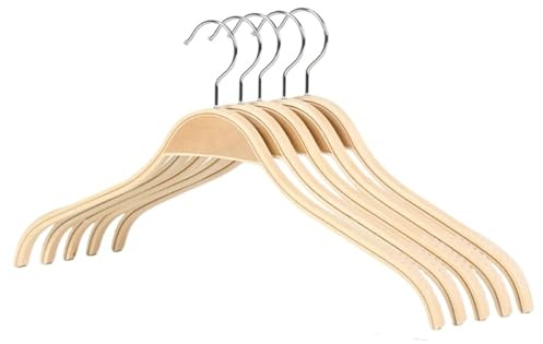 Grucce per abiti Gruccia in legno for cappotti, abiti, 5 pezzi, 42 cm, organizer salvaspazio for armadio, antiscivolo, asciutto e bagnato