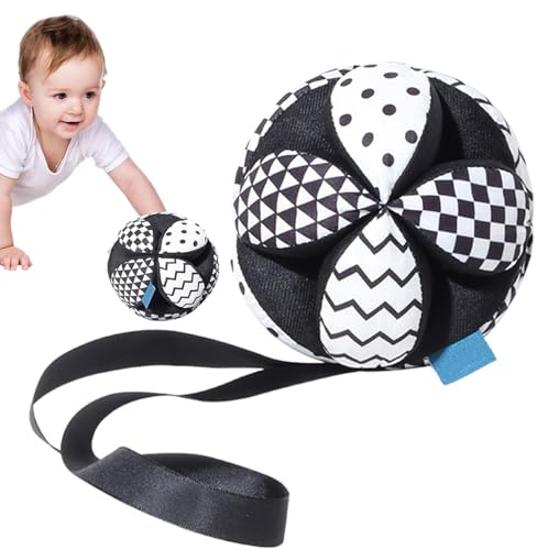 Generico Strukturierter Ball für Kinder, gepolsterter Ball für Kinder | Spielzeug mit Tasche für Schwarz und Weiß, sensorischer Ball für Gehirnstärkung, weiches Spielzeug mit Friz