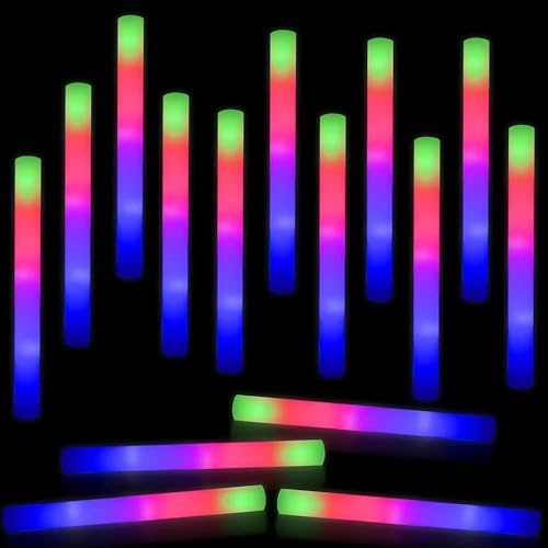 ZHFEIIRU 102 Stück LED-Leuchtstäbe Schaumstoff 3 Modi Party | 3 Modi: schnell, langsam, wechselnd, RGB, Schaumstoff, leicht & sicher, 8h Akku. Für Partys, Hochzeiten, Geburtstage