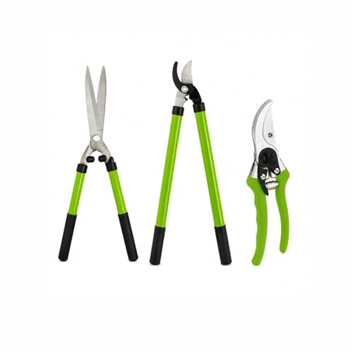 Garden Secateurs, Gardening Pruning Shears,Scissors, Bypass Secateurs, Pruners for Branches, Hedges and Flowers Lopper Plant Pruning Trimming Knife Sharpener (3PC Tree Lopper Secateur Set)