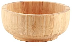 Xiuganpo Ensaladera de bambú Natural, Cuenco Redondo para Servir Frutas, Aperitivos, Superficie Lisa, Tamaño Grande, Vajilla de Madera No Tóxica para Cocina y Comedor (Como se muestra)