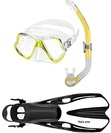 Mares Wahoo + Volo One Schnorchelset (gelb-weiß, S/M (35-38))