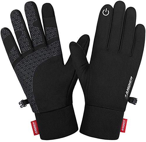 Lapulas Touchscreen Handschuhe Herren Damen Fahrradhandschuhe Winddichte Laufhandschuhe rutschfest Sporthandschuhe Warm Winterhandschuhe für Joggen Laufen Radfahren Schwarz