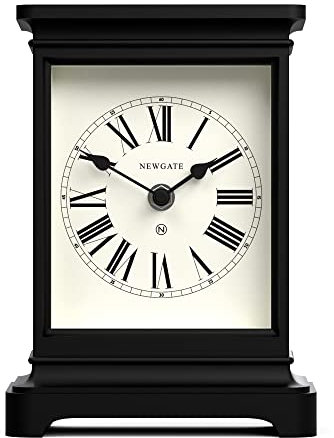 NEWGATE® Time Lord Kaminsims Uhr | Klassisches Design Einer kutschenuhr | Schwarz | Römische ziffern | Zeitgenössischer klassischer Stil für Schreibtisch, tischplatte, Regal oder nachttisch