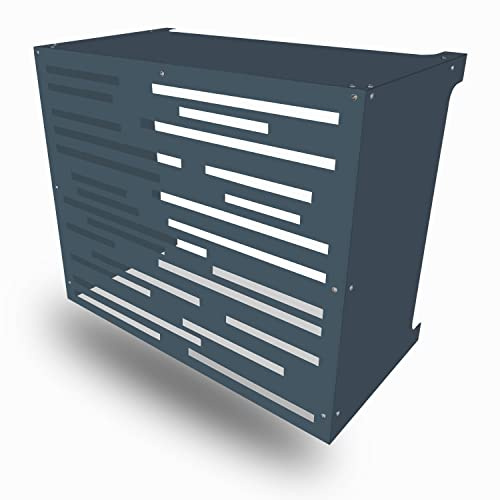 Copertura per condizionatore esterno Antracite, resistente e climatizzatore, cassapanca condizionatore da parete in alluminio composito (motivo linee, grande antracite)