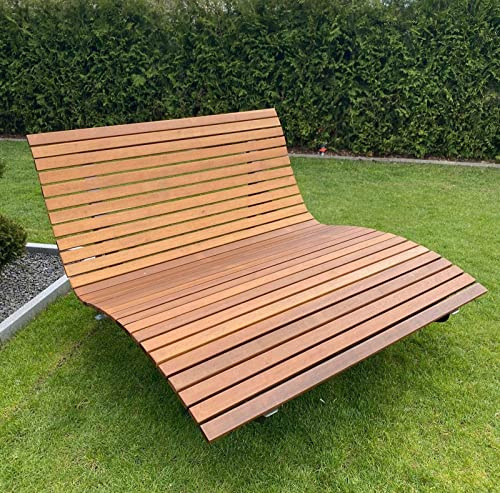 Fischer und Adamek Exklusiv Waldsofa Wellenliege Sonnenliege Holzliege Gartenliege Wellnessliege Saunaliege Relaxliege Untergestell, Farbauswahl:Anthrazit (RAL7016), Maße:Trio (150x99x156)