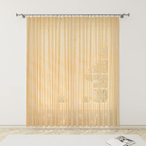 HOME ZEN HOUSEHOLD LINEN Tenda ZANZARIERA Mosquito Rete FITTA con Frange E Anelli Inclusi retinata (150X250CM, GIALLO)