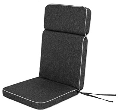 Bjird 1-Stück Stuhlauflagen für Gartenmöbel Sitzpolster für Hochlehner, Gartenmöbelauflagen, Gartenstuhl-Auflage - 120 x 50 x 5 cm - Schwarz
