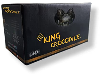 King Crocodile Kokosnuss Kohle mit Langer Brenndauer I 27x27mm Nachhaltige Naturkohle I wenig Asche I geringer Rauchentwicklung I Grillkohle I Kohle Würfel in Premium Qualität (Consumer, 2kg)