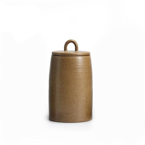 Crysdaralovebi Japanese Ceramic Sealed Tea Caddy Coarse Pottery Large Vintage Spice Jar Household Candy Storage Tank Food Container Canister (E)