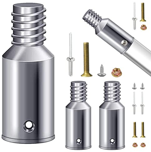 Threaded Tip Replacement Ultra Threaded Tip Repair Kit Aluminum Extension Pole End Adapter Metal Handle Tips for 1 Inch Wood Metal Pole Stick Mop Broom Brush (4 Pack)