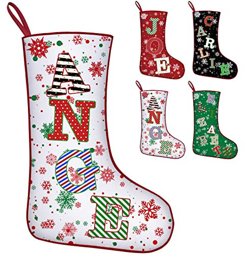 Skartam Weihnachtsstrümpfe, personalisierter Name, 4 Farboptionen, 43 cm, individuelle Weihnachtsstrümpfe mit Namen für Kamin und Kaminsims, Geschenke für Weihnachtsdekoration, Urlaub, Familie