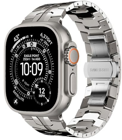 Fullife Kompatibel mit Apple Watch Armband 49mm 46mm 45mm 44mm 42mm 41mm 40mm 38mm,Metall Ersatzband für iWatch Ultra 2/Ultra Series 10 9 8 7 6 5 4 3 2 1 SE Edelstahl Ersatzarmbänder