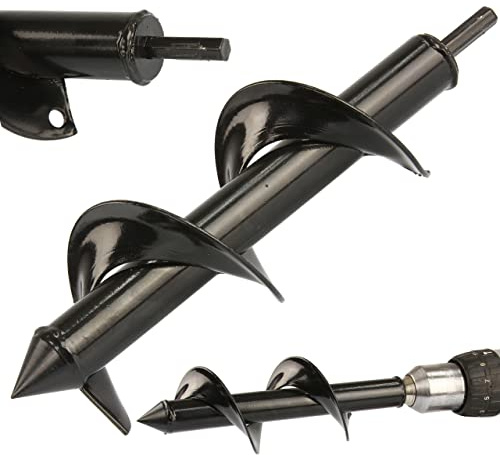 Erdbohrer Spiralbohrer für Garten | Durchmesser 8 cm | Tiefe 30 cm | Klingenstärke 2,5 mm