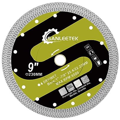 Diamant Trennscheibe für Fliesen 230mm - X Masche Diamantscheibe für Keramische Fliesen Porzellan Marmor Kunststein für Kreissäge SANLEETEK